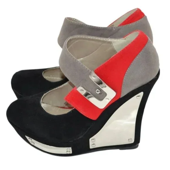 Alba Black and Red Platform Shoes - Picture 8 of 16